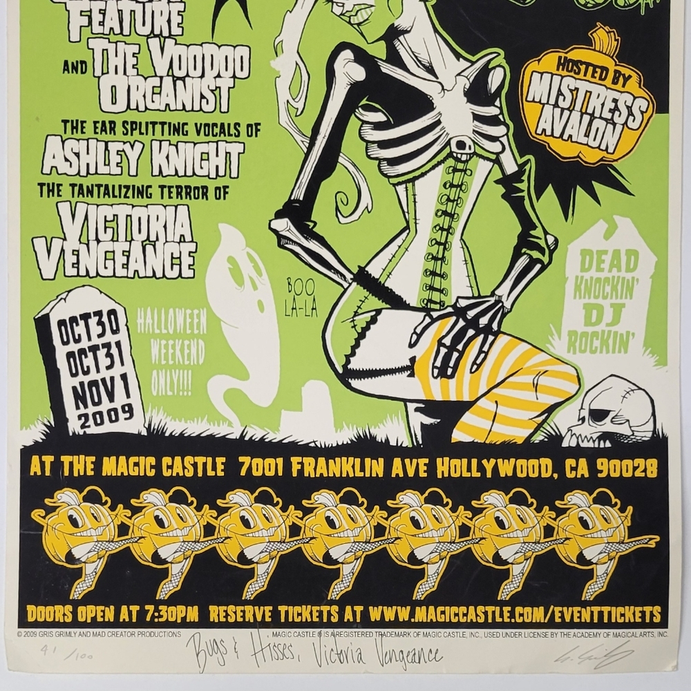Gris Grisly's Cabaret Macabre Signed Poster 11"X17" Print #'d 41/100 - Picture 3 of 7